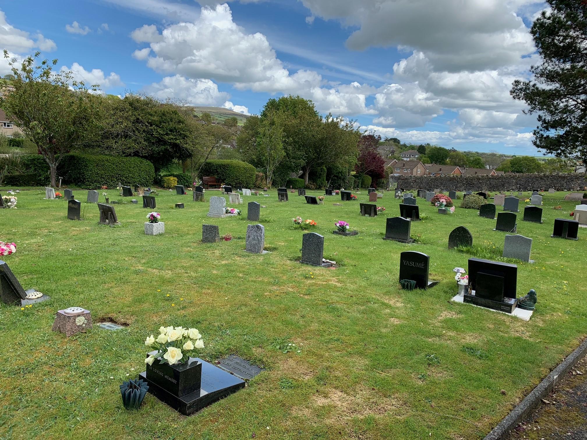 A photograph of the new cemetery looking towards Dartmoor